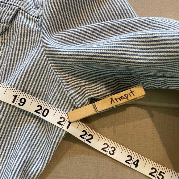 Elle Striped Cropped Denim Jacket Blue & White Women's S - Picture 9 of 12